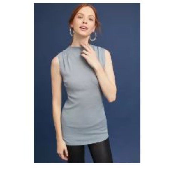 Michael Stars Shine Mock Neck Tank in Gray from Anthropologie – One Size - NWT - Picture 1 of 4